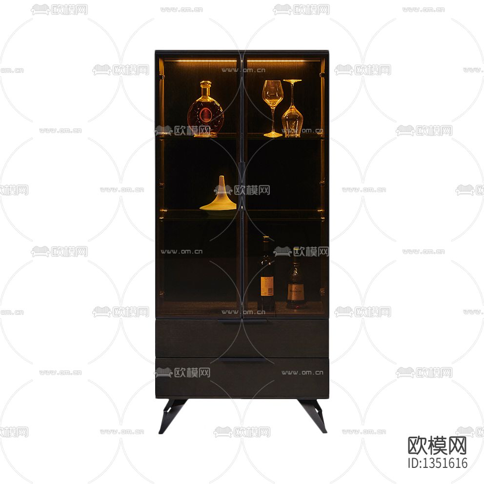 现代轻奢实木玻璃酒柜