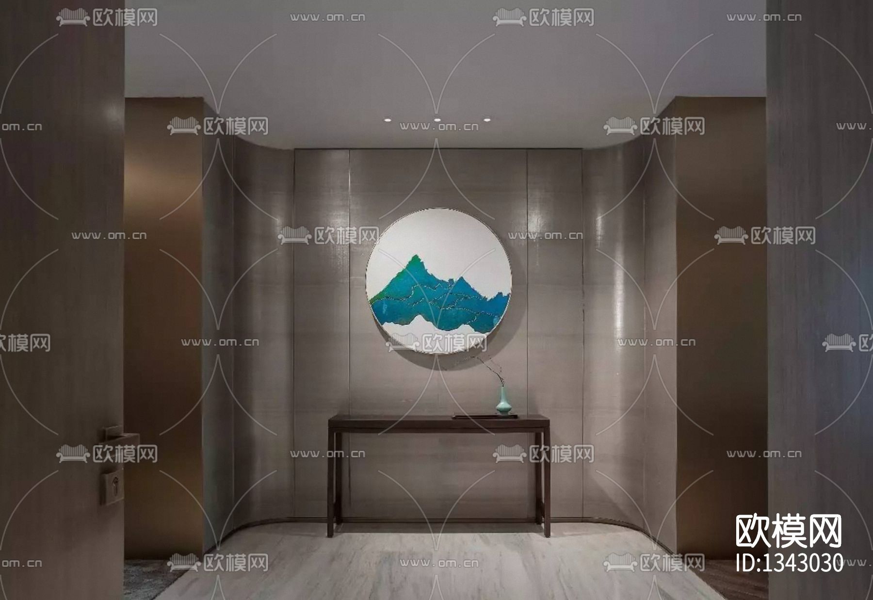 天筑6#A户型超大平层样板间cad施工图下载（渲染图4）