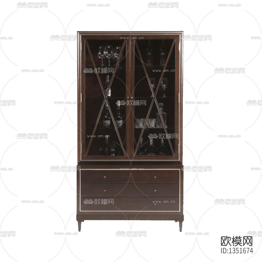 美式简约实木玻璃酒柜下载