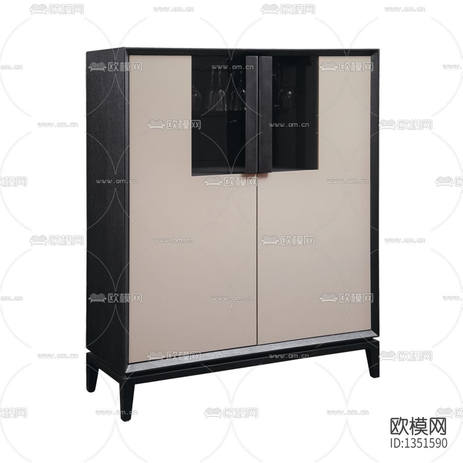 现代简约实木玻璃酒柜