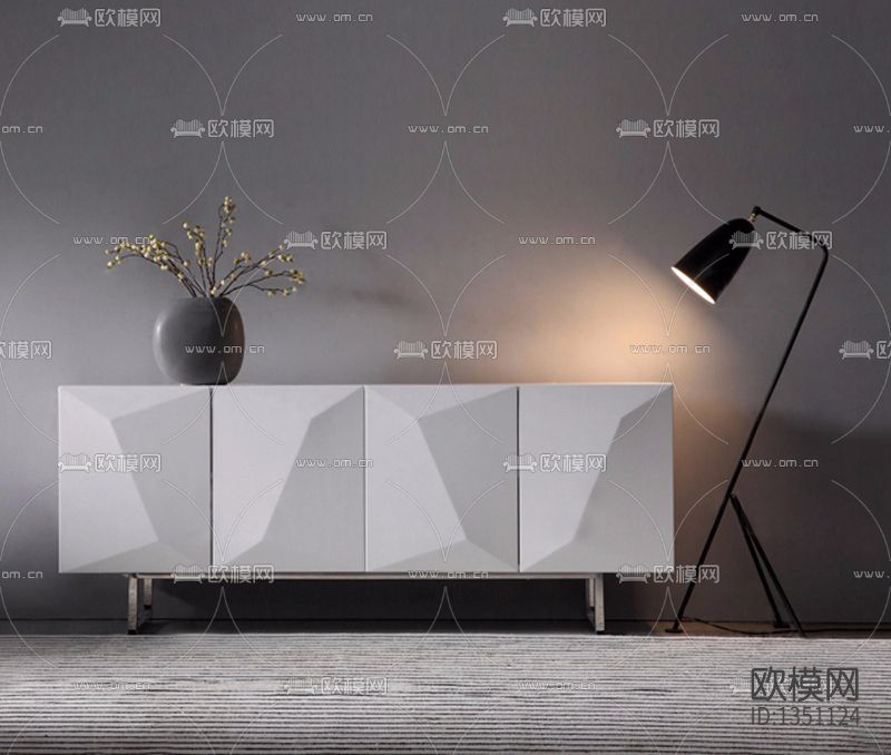 现代极简创意实木不锈钢餐边柜