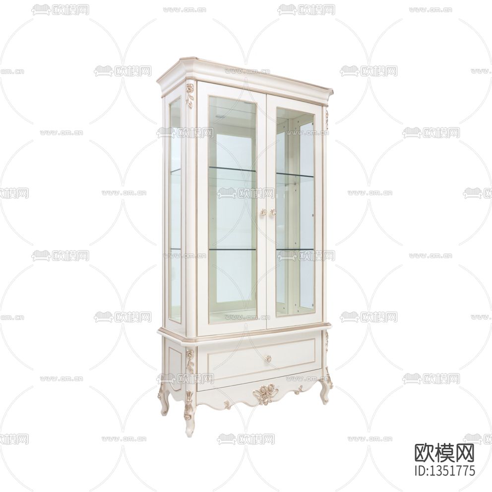 简欧实木雕花双门酒柜