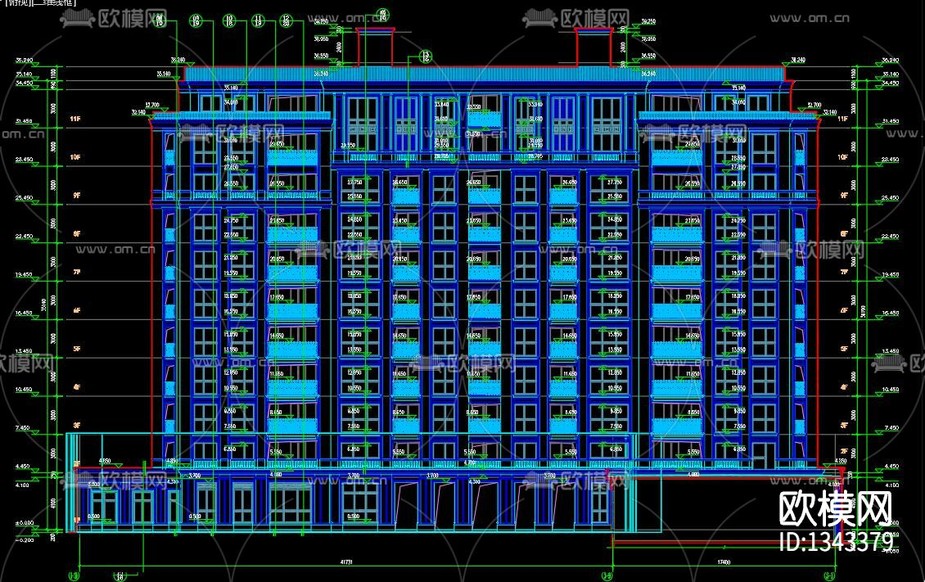高層建筑cad施工圖下載(渲染圖6)
