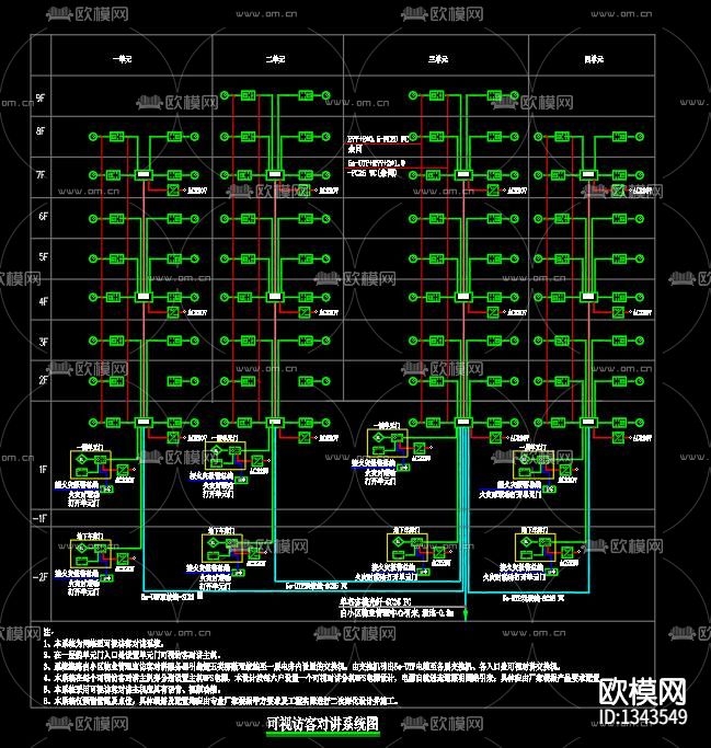 住宅楼电气cad施工图下载（渲染图5）