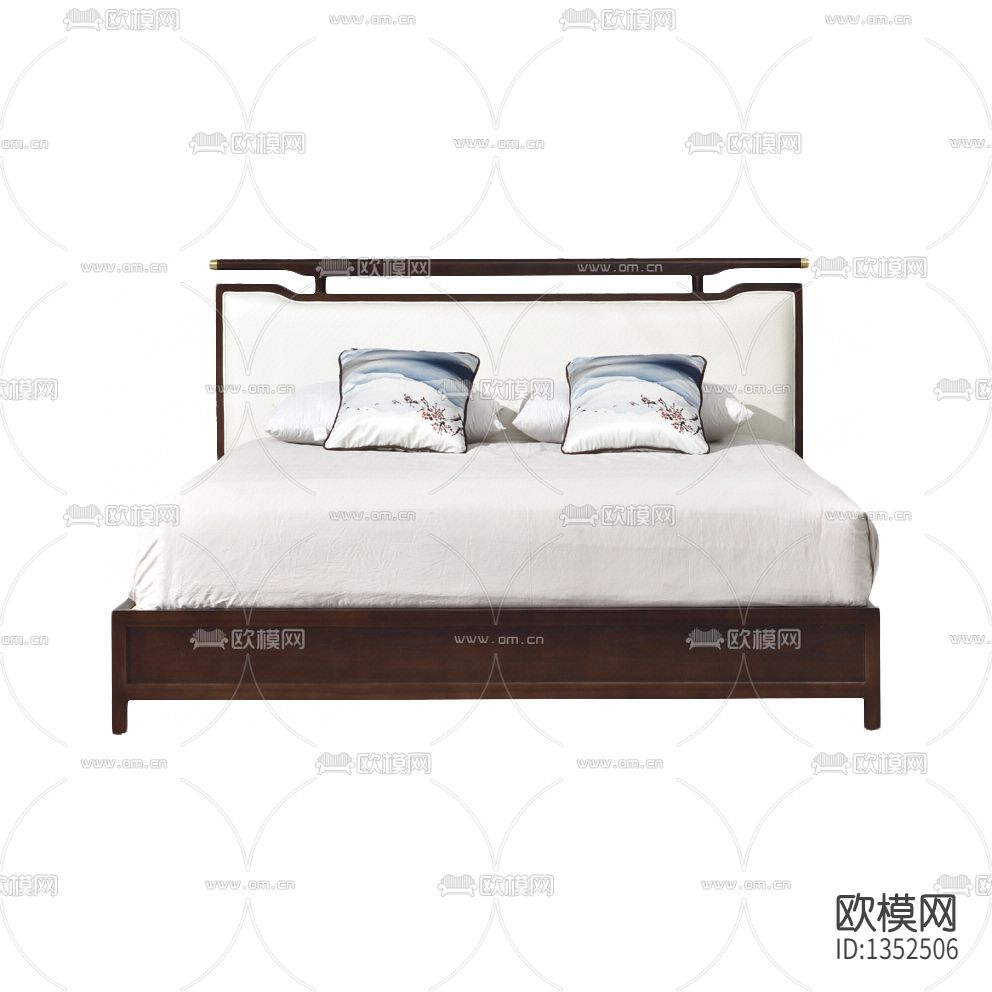 新中式禅意实木双人床下载