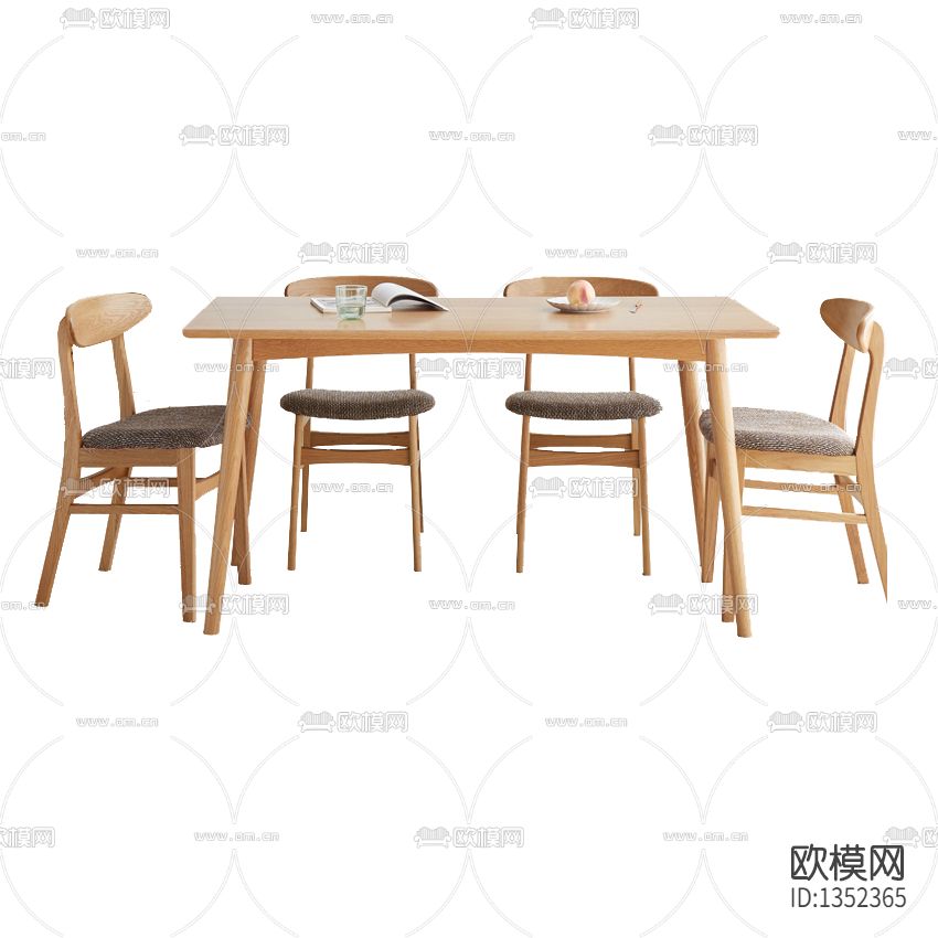 北欧简约实木布艺餐桌椅