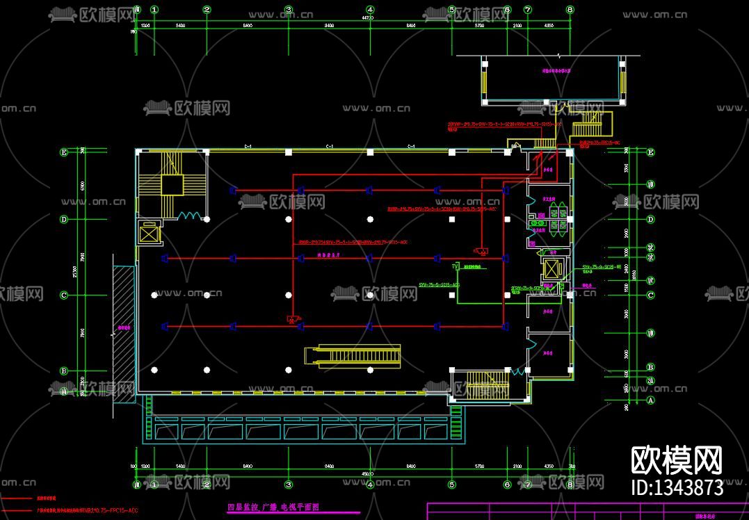 客运站弱电平面cad施工图下载（渲染图3）