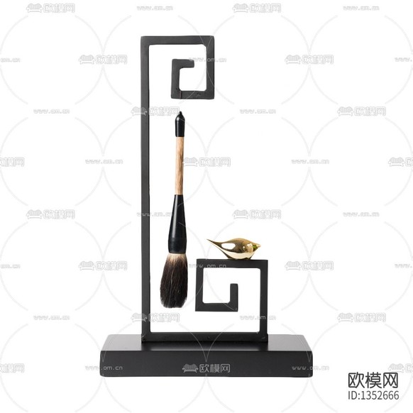 新中式极简铁艺回纹笔架下载