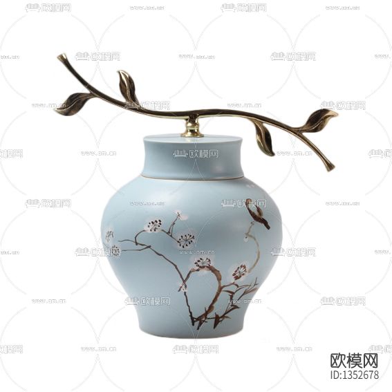 新中式彩釉陶瓷铁艺储物罐