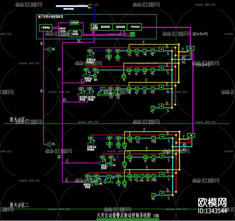地下车库电气cad施工图下载（渲染图8）