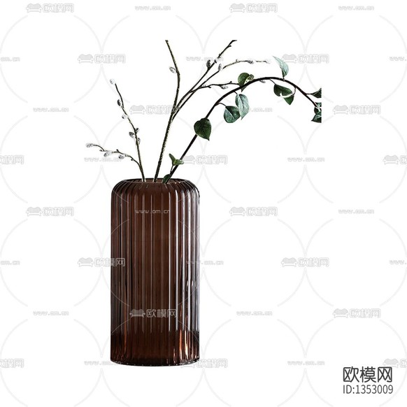 新中式禅意玻璃花瓶摆放绿植下载