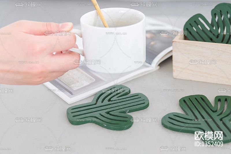 现代简约木质仙人掌杯垫