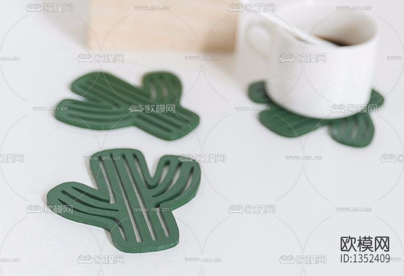 现代简约木质仙人掌杯垫