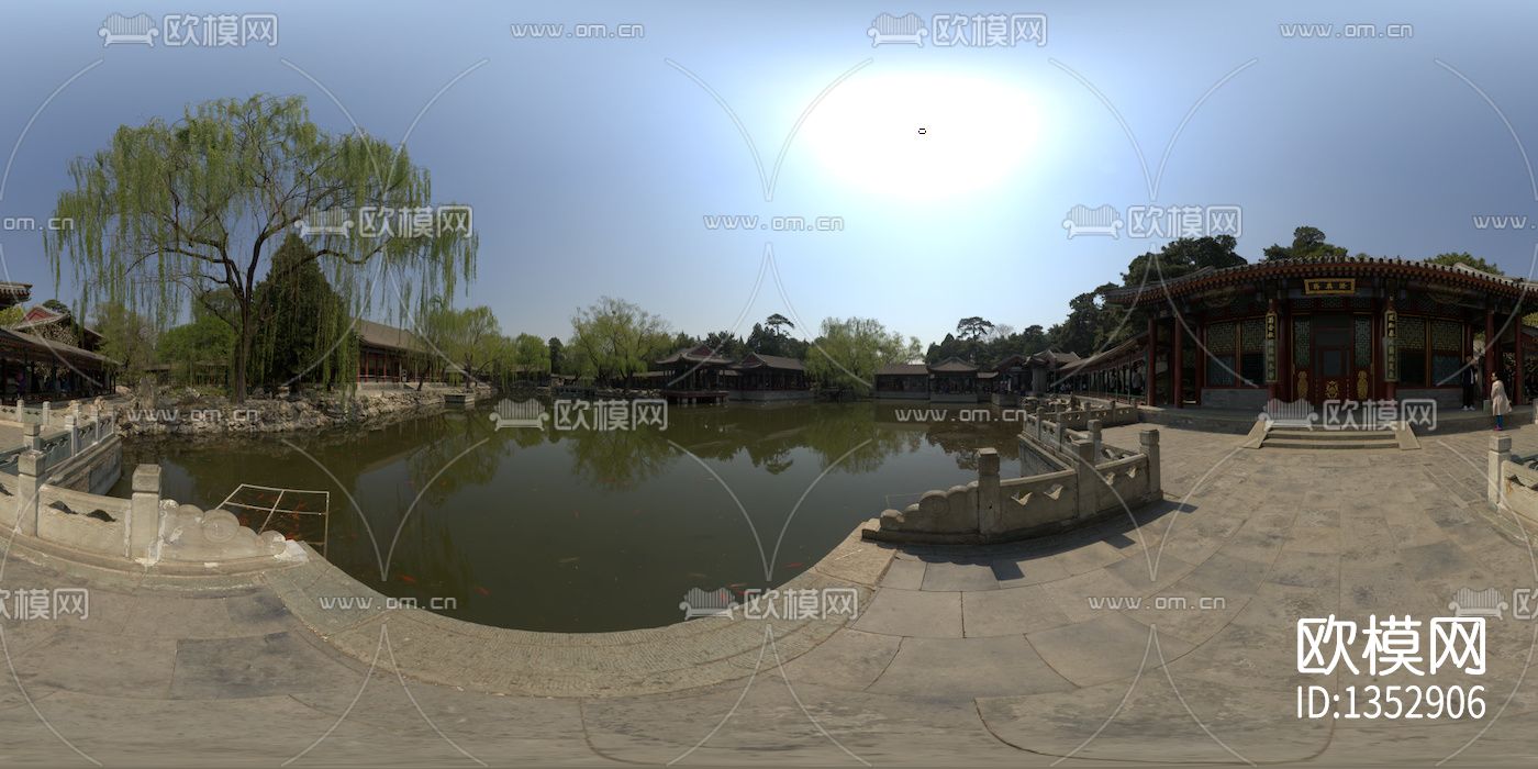 中式池塘景色hdr贴图下载
