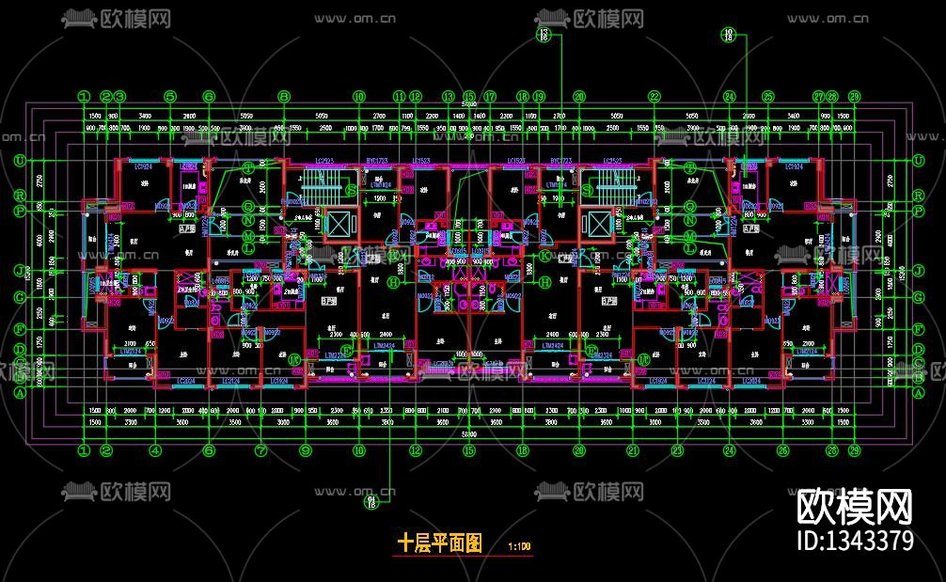 高層建筑cad施工圖下載(渲染圖1)