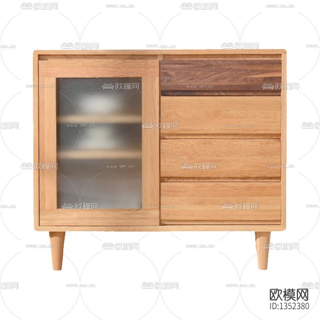 北欧简约实木玻璃边柜下载