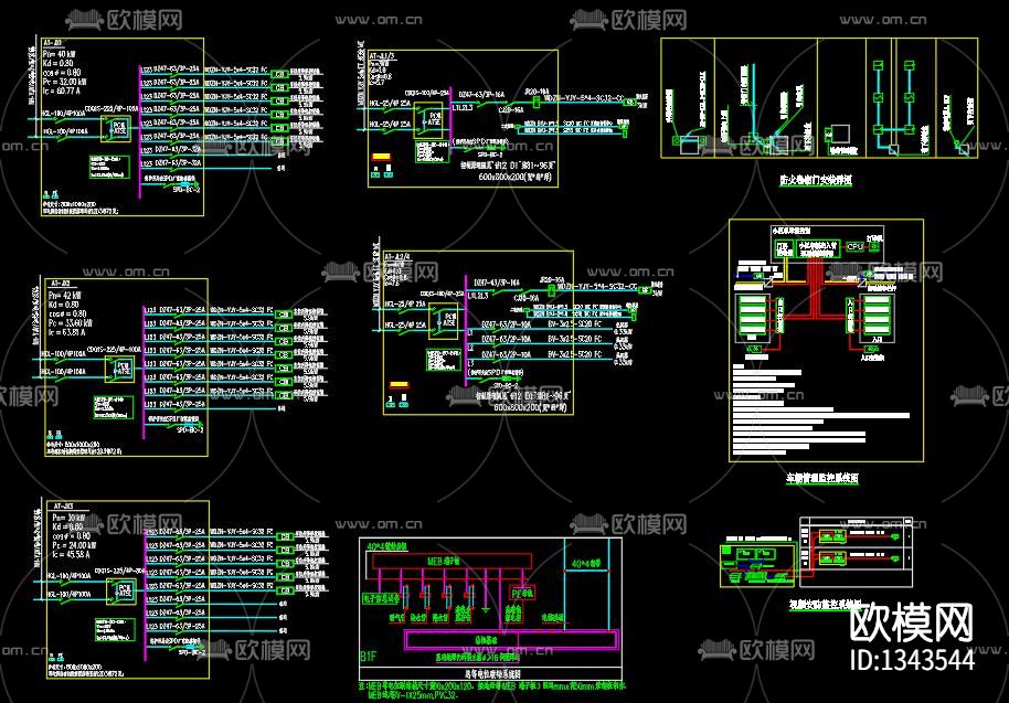 地下车库电气cad施工图下载（渲染图7）