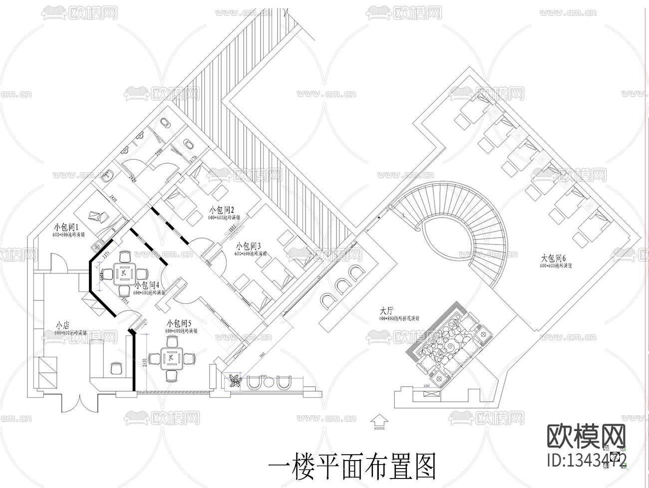 新中式足浴会所cad施工图下载（渲染图5）