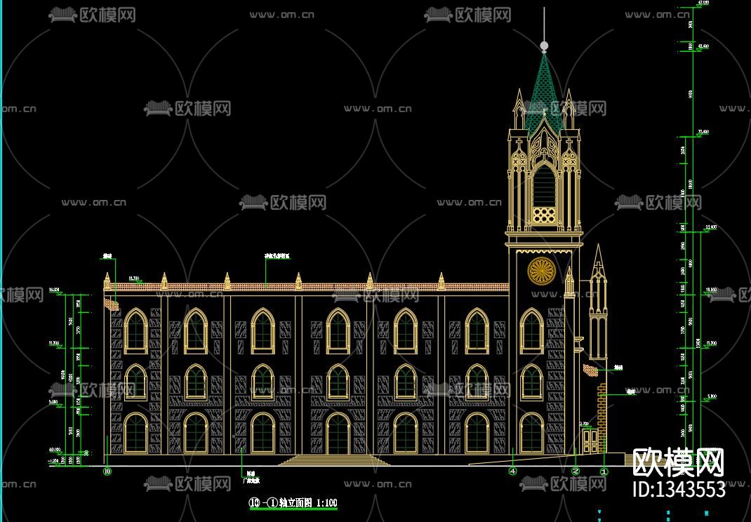 教堂cad施工图下载（渲染图6）