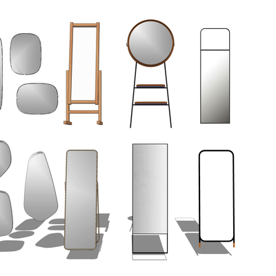  现代落地镜换衣镜su模型 