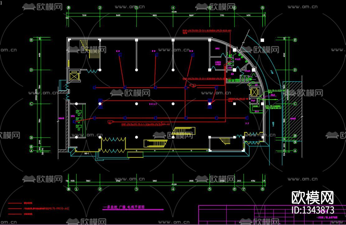 客运站弱电平面cad施工图下载（渲染图1）