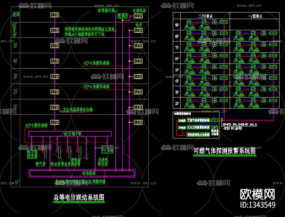 住宅楼电气cad施工图下载（渲染图7）
