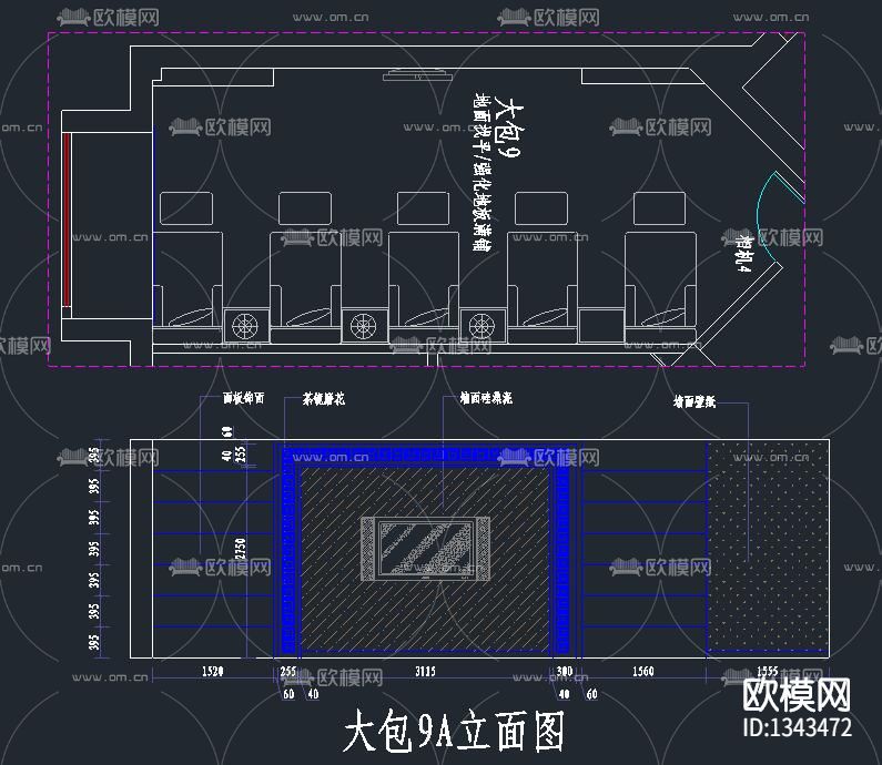 新中式足浴会所cad施工图下载（渲染图8）