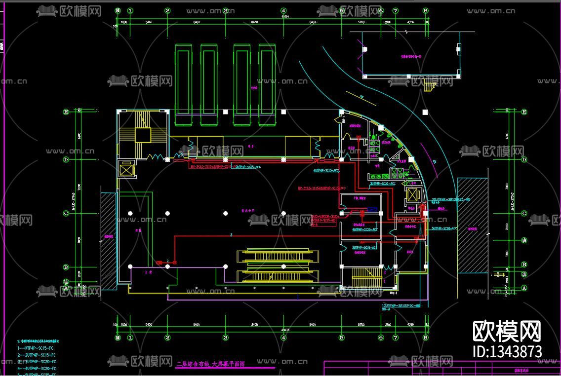 客运站弱电平面cad施工图下载（渲染图8）