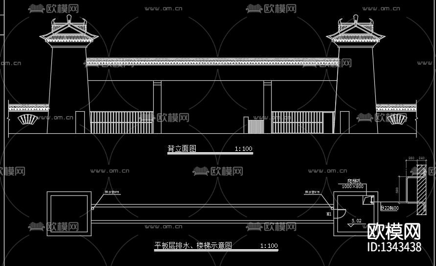 烈士陵园cad施工图下载（渲染图8）