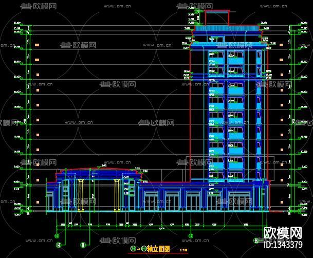 高層建筑cad施工圖下載(渲染圖7)