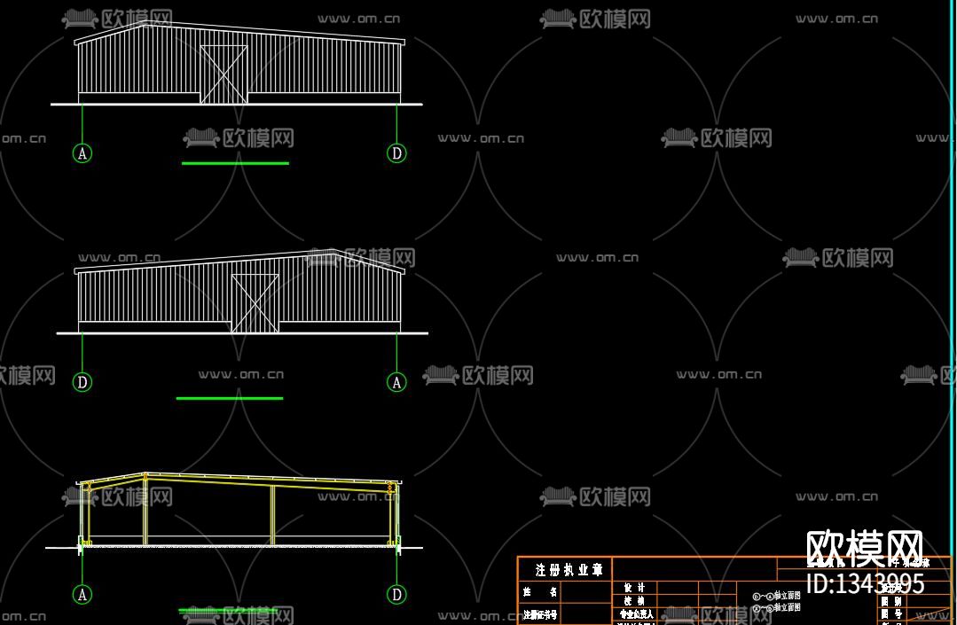 农业大棚cad施工图下载（渲染图2）