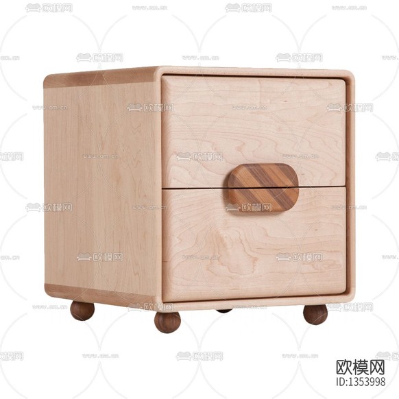 北欧简约实木儿童床头柜下载(渲染图1)