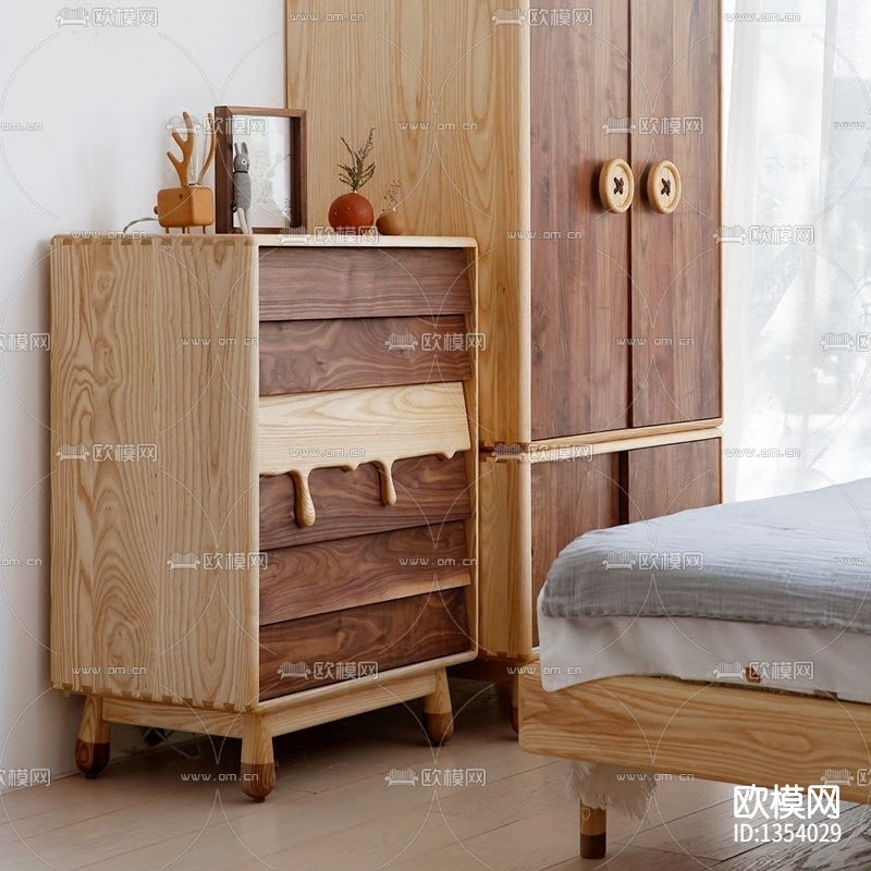 北欧简约实木儿童储物柜下载（渲染图5）