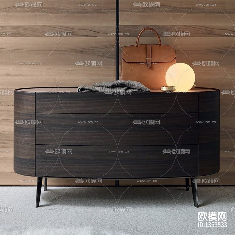 现代轻奢实木半弧形斗柜