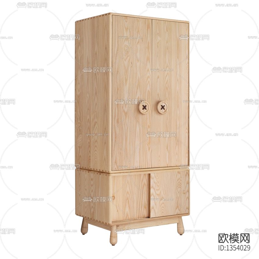 北欧简约实木儿童储物柜下载（渲染图1）