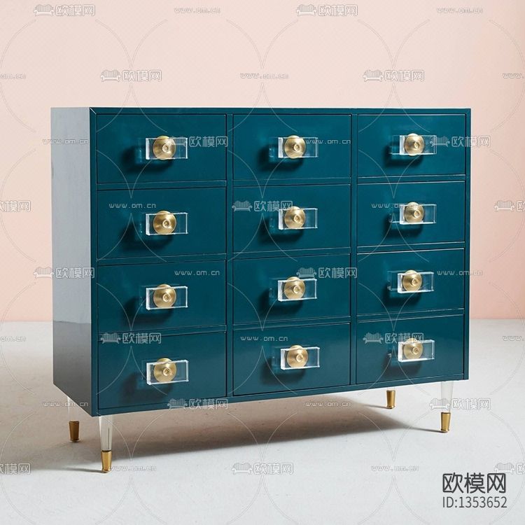 北欧轻奢实木多抽屉斗柜下载（渲染图3）