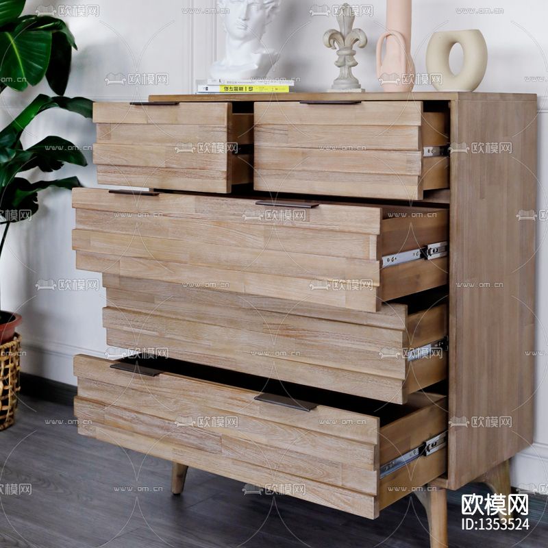 北欧简约创意实木斗柜下载（渲染图3）