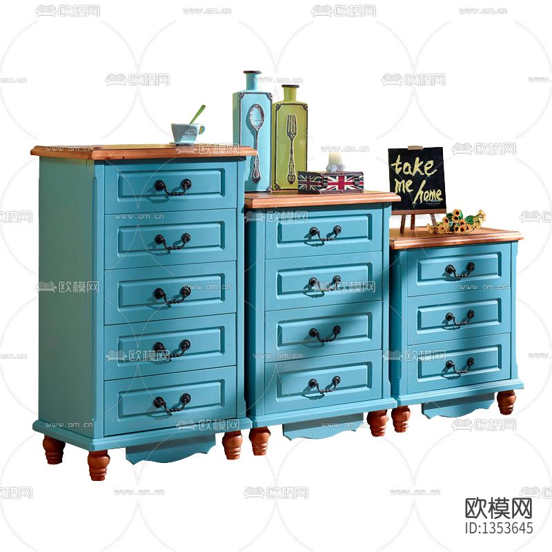 美式乡村复古实木斗柜组合下载