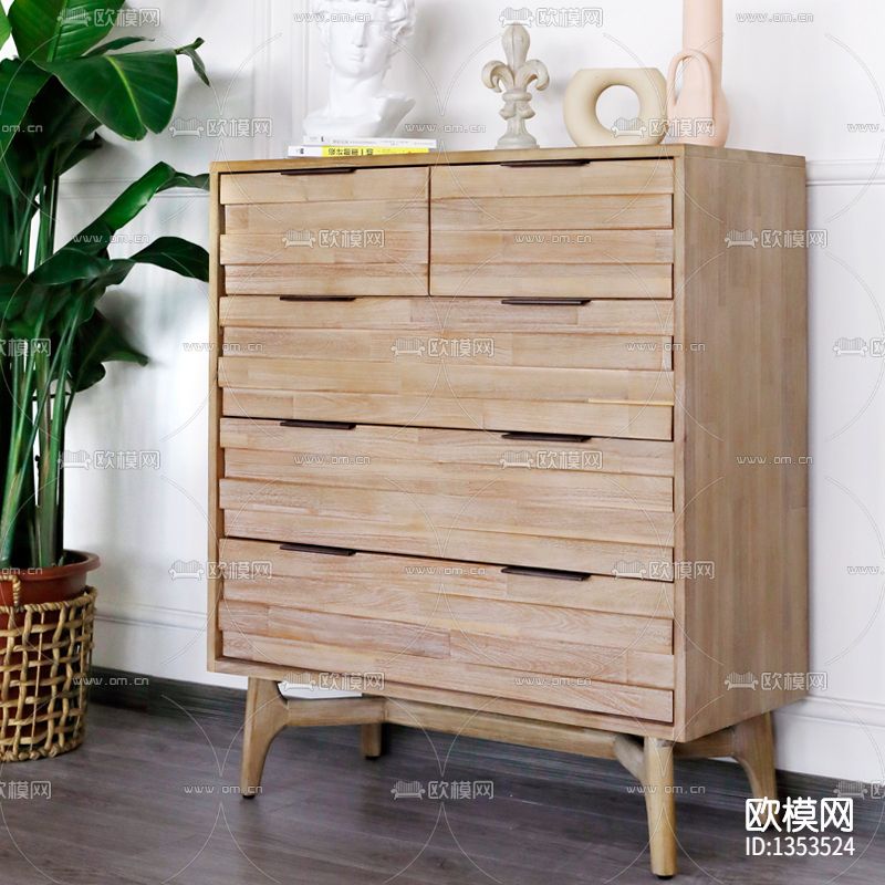 北欧简约创意实木斗柜下载（渲染图2）