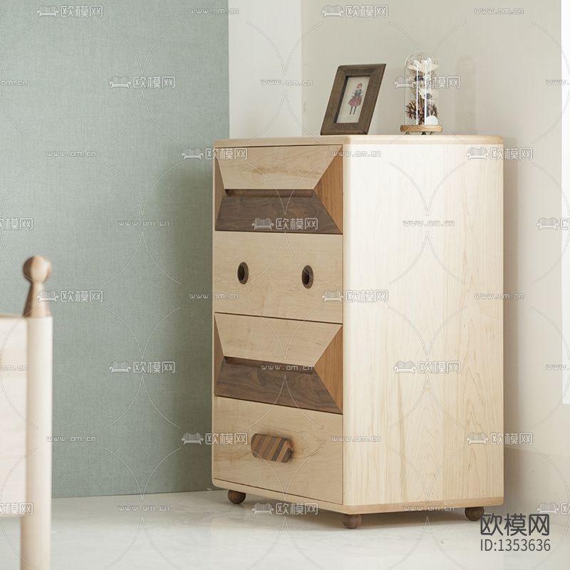 北欧简约卡通实木儿童斗柜下载（渲染图5）
