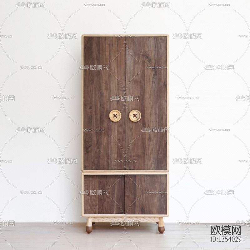 北欧简约实木儿童储物柜下载（渲染图3）