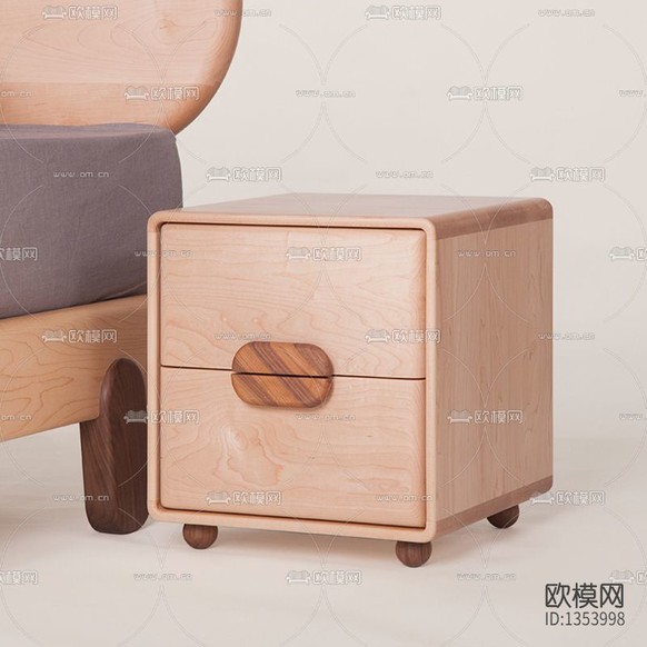 北欧简约实木儿童床头柜下载(渲染图2)