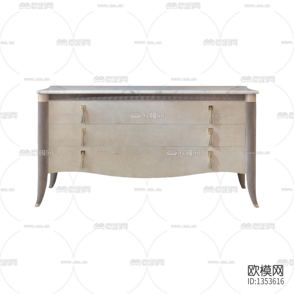 美式轻奢实木皮革大理石斗柜下载