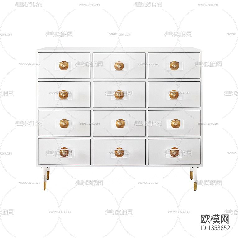 北欧轻奢实木多抽屉斗柜下载（渲染图2）