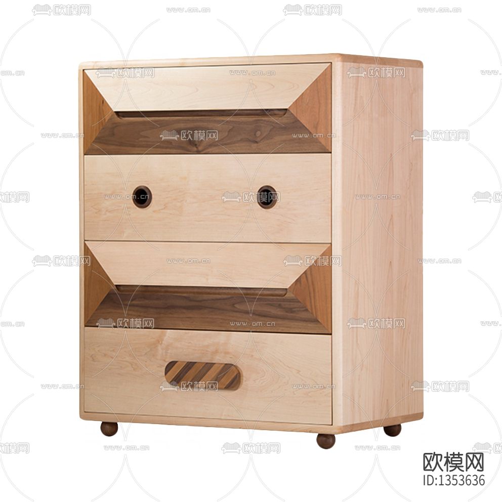 北欧简约卡通实木儿童斗柜下载（渲染图2）