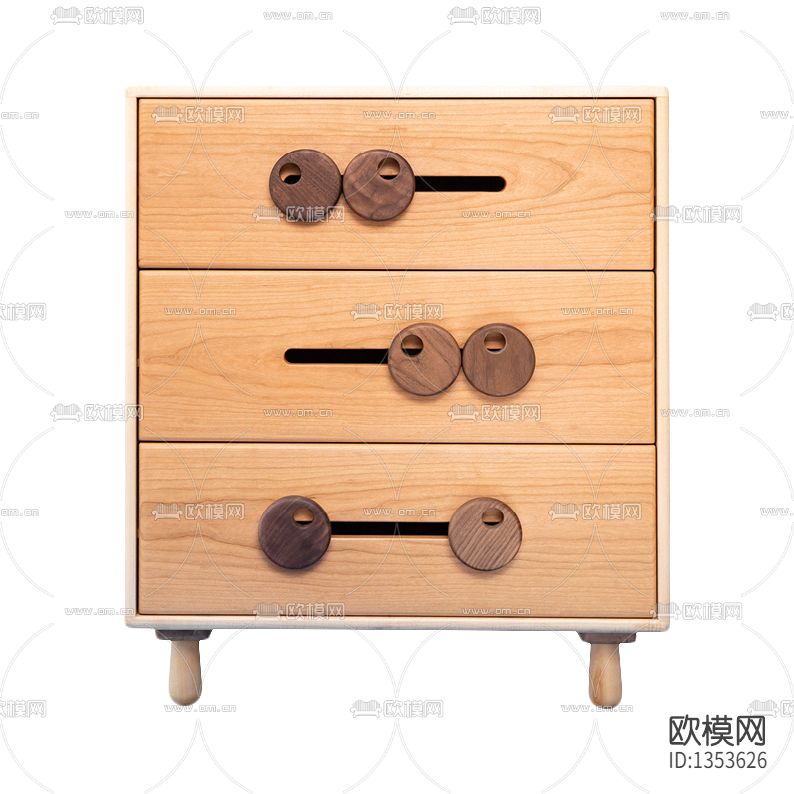 北欧简约圆珠黑胡桃木儿童斗柜下载（渲染图1）