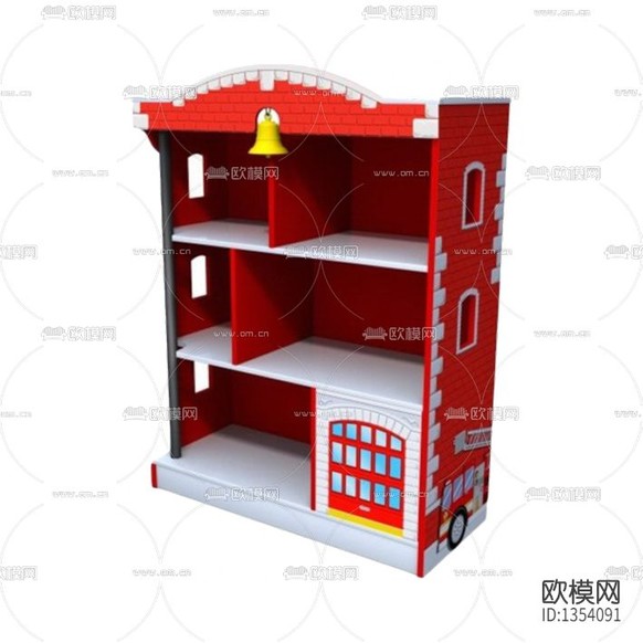 現(xiàn)代簡(jiǎn)約消防隊(duì)兒童書(shū)柜下載
