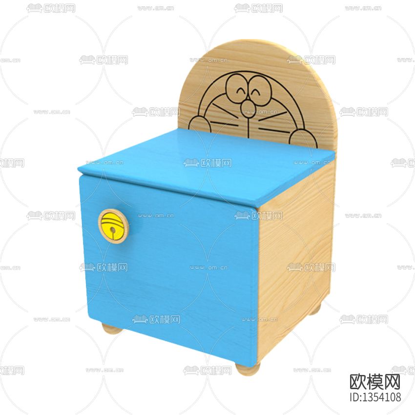 现代简约哆啦A梦实木儿童床头柜