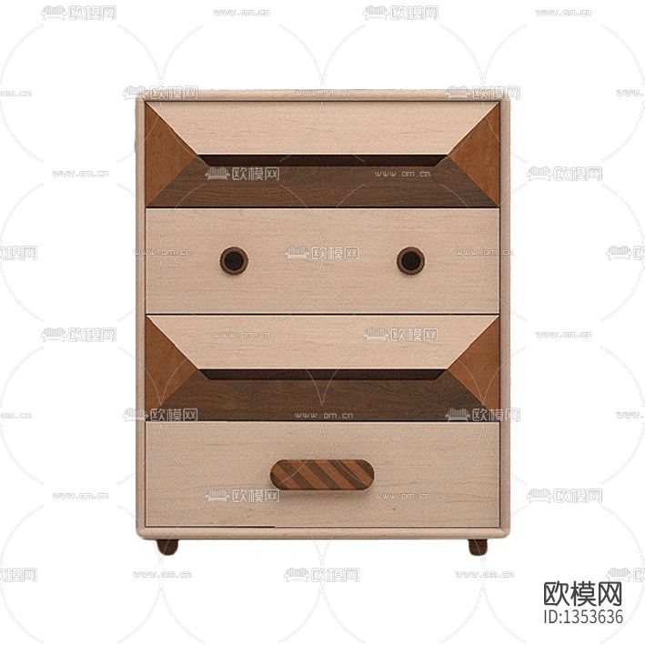 北欧简约卡通实木儿童斗柜下载（渲染图1）