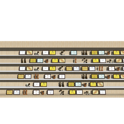  现代奖杯奖状荣誉证书su模型 